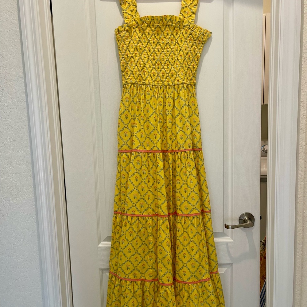 Brand New Beau & Ro Page Maxi Dress - Marigold trellis design - size small $294